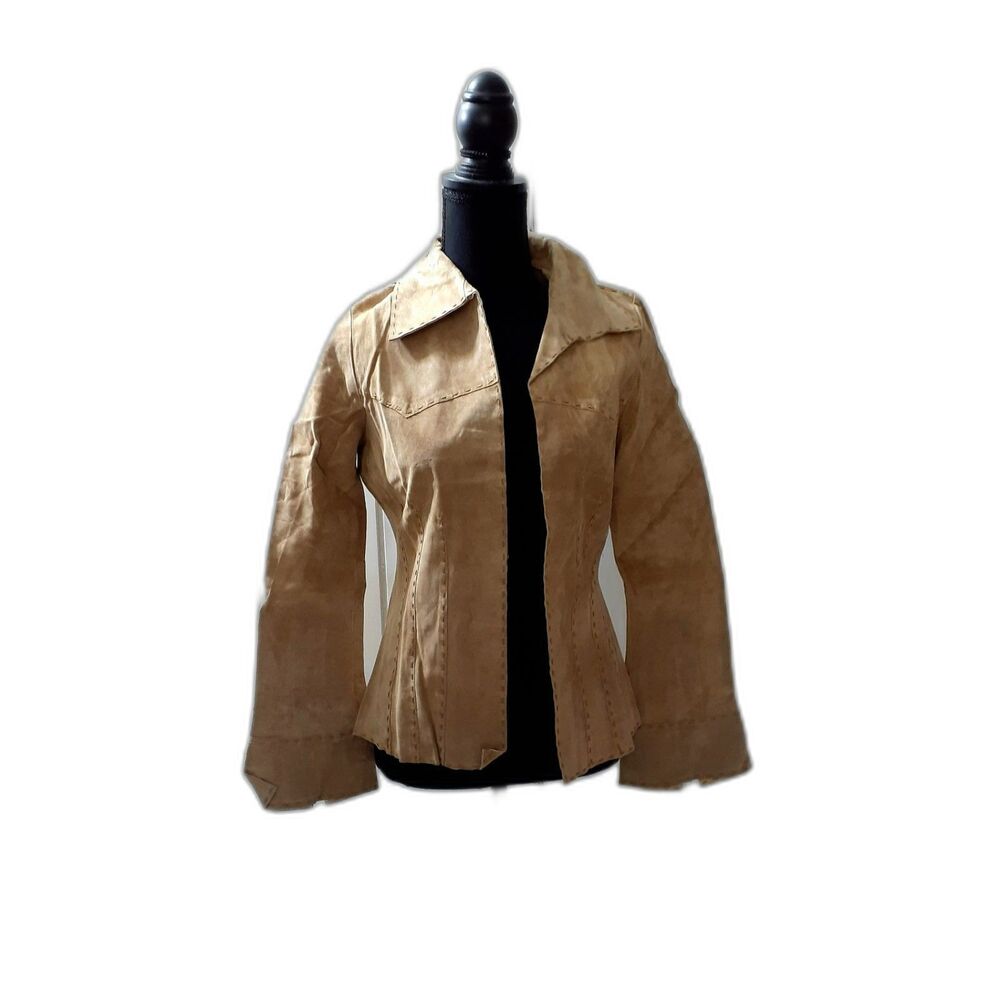 Wet Seal  Women's Leather Blouse Size S  Color  Tan   Boho/Hippie #147